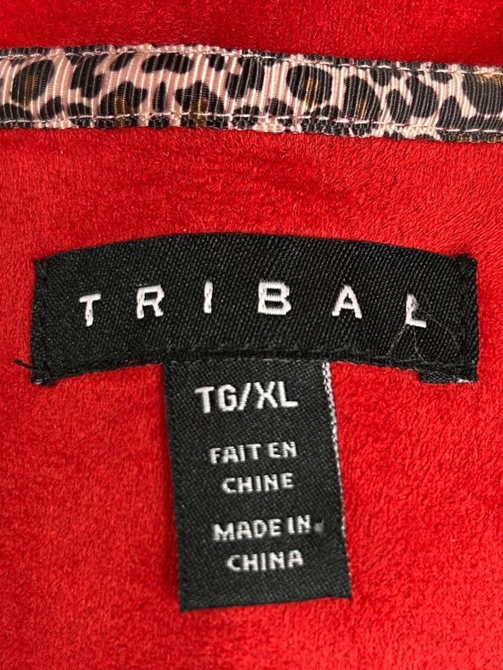 Tribal Crimson Red Faux Suede Lightweight Lagenlook Jacket Size XL - Picture 8 of 11